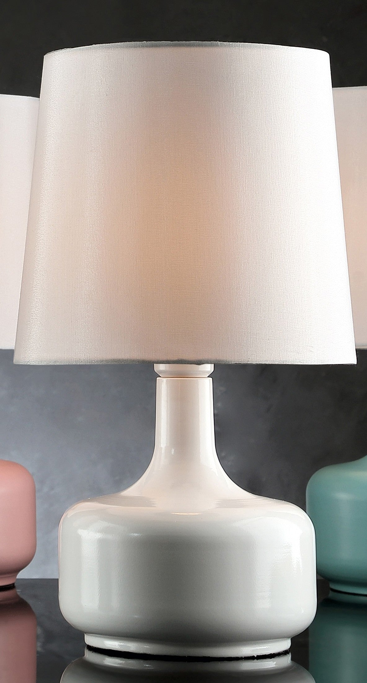 HomeRoots 17" Modern Table Lamp With Touch Switch in Powder White Finish