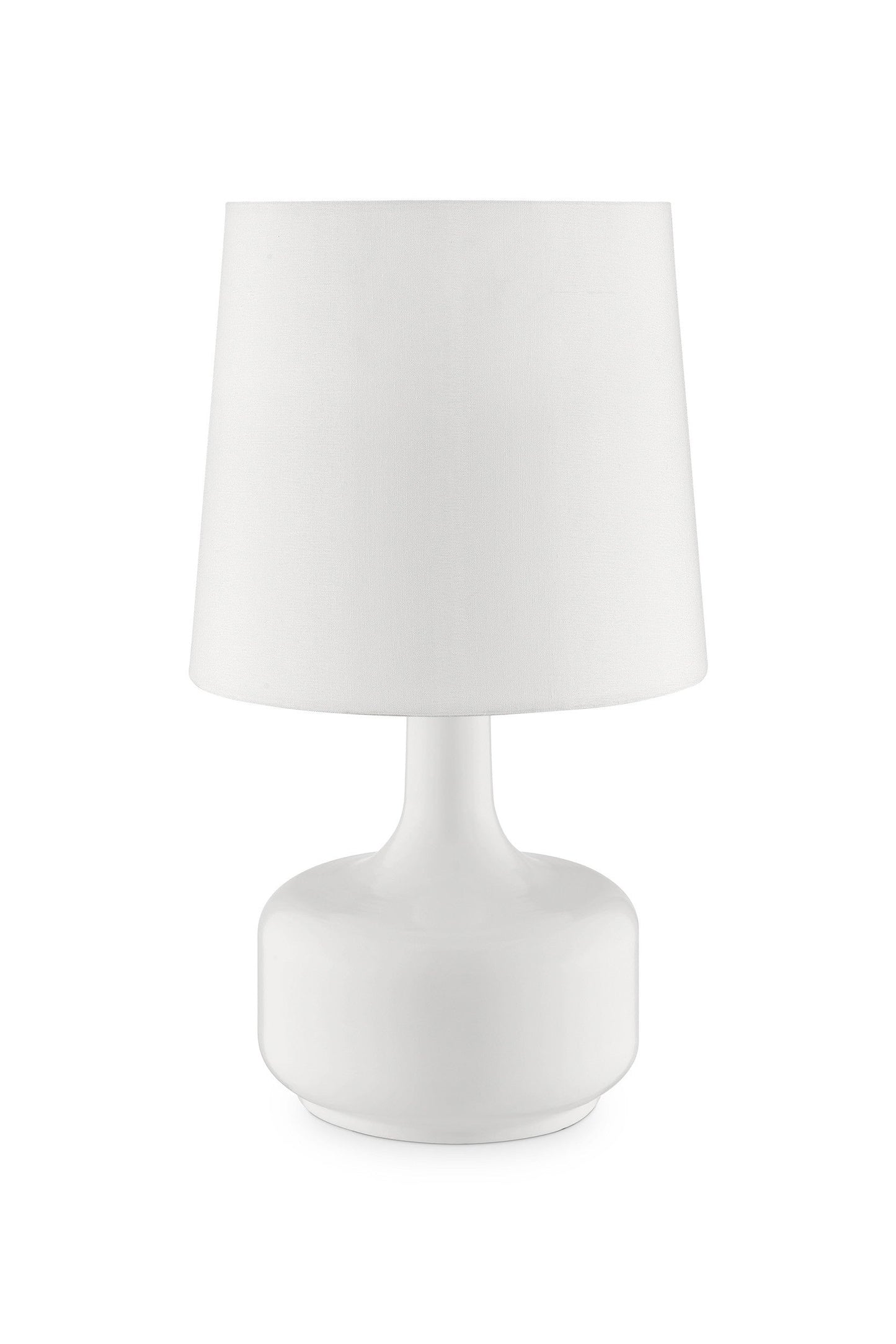 HomeRoots 17" Modern Table Lamp With Touch Switch in Powder White Finish