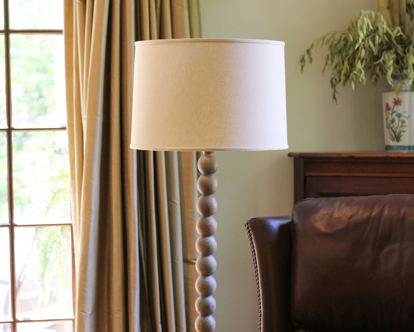 HomeRoots 17" Parchment Throwback Drum Linen Lampshade in Beige Finish
