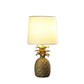 HomeRoots 17” Pineapple Table Lamp With White Empire Shade in Burnished Gold Finish