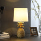 HomeRoots 17” Pineapple Table Lamp With White Empire Shade in Burnished Gold Finish