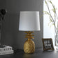 HomeRoots 17” Pineapple Table Lamp With White Empire Shade in Burnished Gold Finish
