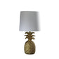HomeRoots 17” Pineapple Table Lamp With White Empire Shade in Burnished Gold Finish
