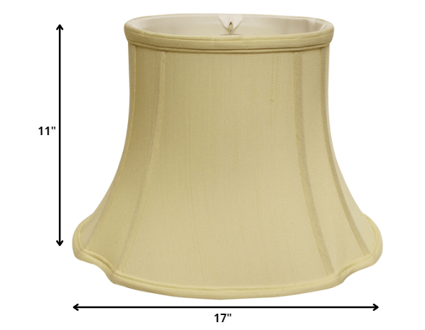 HomeRoots 17" Reversed Oval Monay Shantung Lampshade in Antique White Finish