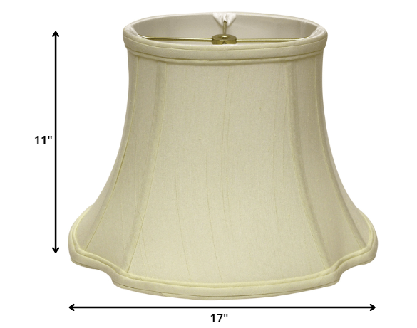 HomeRoots 17" Reversed Oval Monay Shantung Lampshade in Ivory Finish