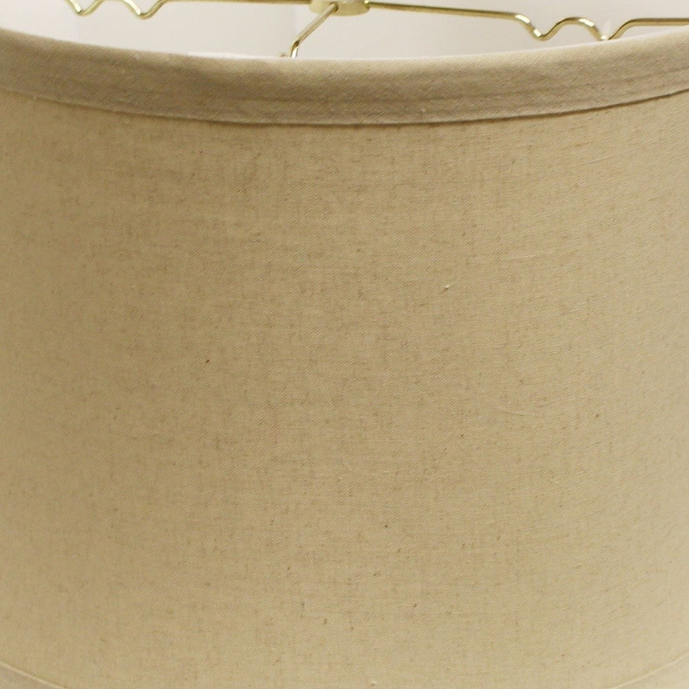 HomeRoots 17" Rosewood Drum Trimmed Linen Lampshade in Beige Finish