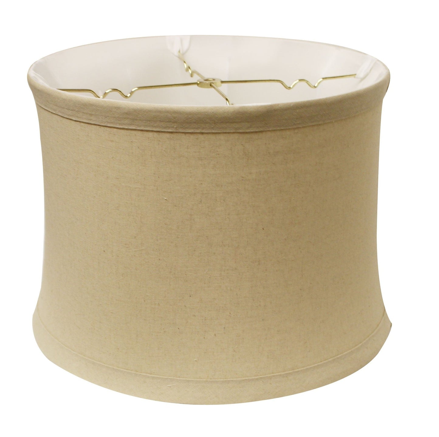HomeRoots 17" Rosewood Drum Trimmed Linen Lampshade in Beige Finish