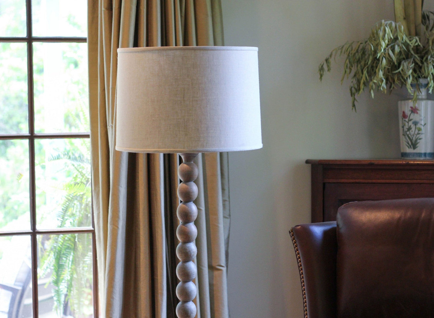HomeRoots 17" Throwback Drum Linen Lampshade in Dark Wheat Finish