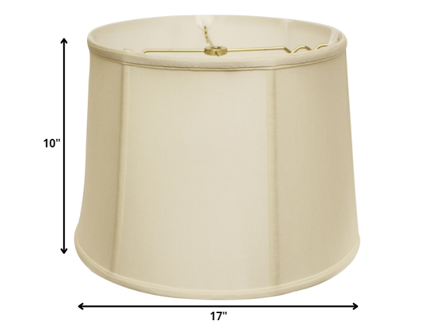 HomeRoots 17" Throwback Drum Pongee Silk Lampshade in Ivory Finish