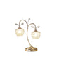 HomeRoots 17” Two Light Gold And Crystal Floral Metal Table Lamp