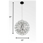 HomeRoots 17" x 17" Pendant Lamp With Stainless Steel Finish