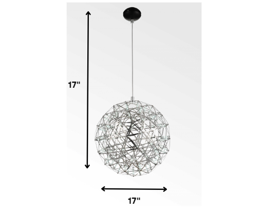 HomeRoots 17" x 17" Pendant Lamp With Stainless Steel Finish