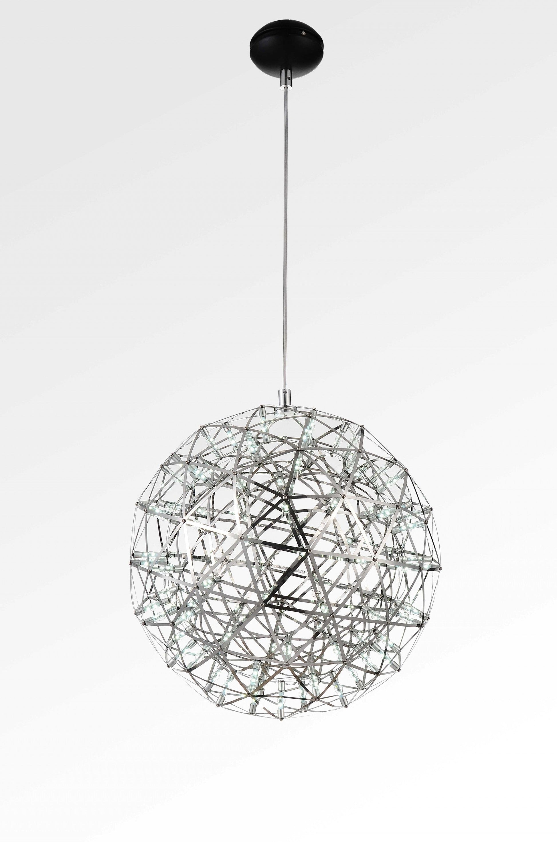 HomeRoots 17" x 17" Pendant Lamp With Stainless Steel Finish