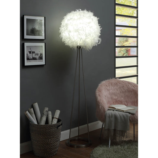 HomeRoots 17" x 17" x 70" Nickel Metal Floor Lamp In Sand Finish