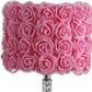 HomeRoots 18” Acrylic And Metal Table Lamp With Pink Roses Shade