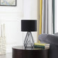 HomeRoots 18” Asymmetric Cage Metal Table Lamp in Black Finish