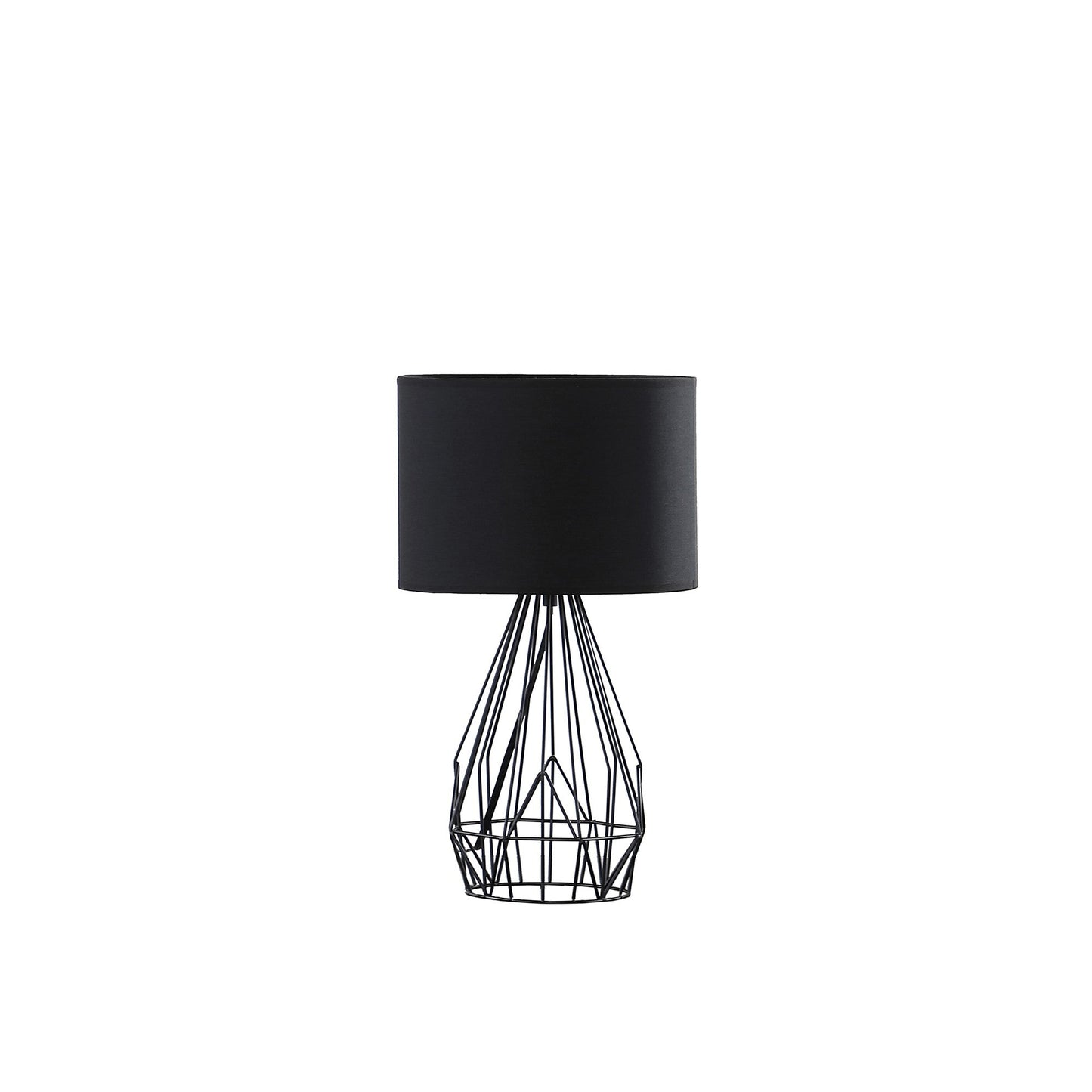 HomeRoots 18” Asymmetric Cage Metal Table Lamp in Black Finish