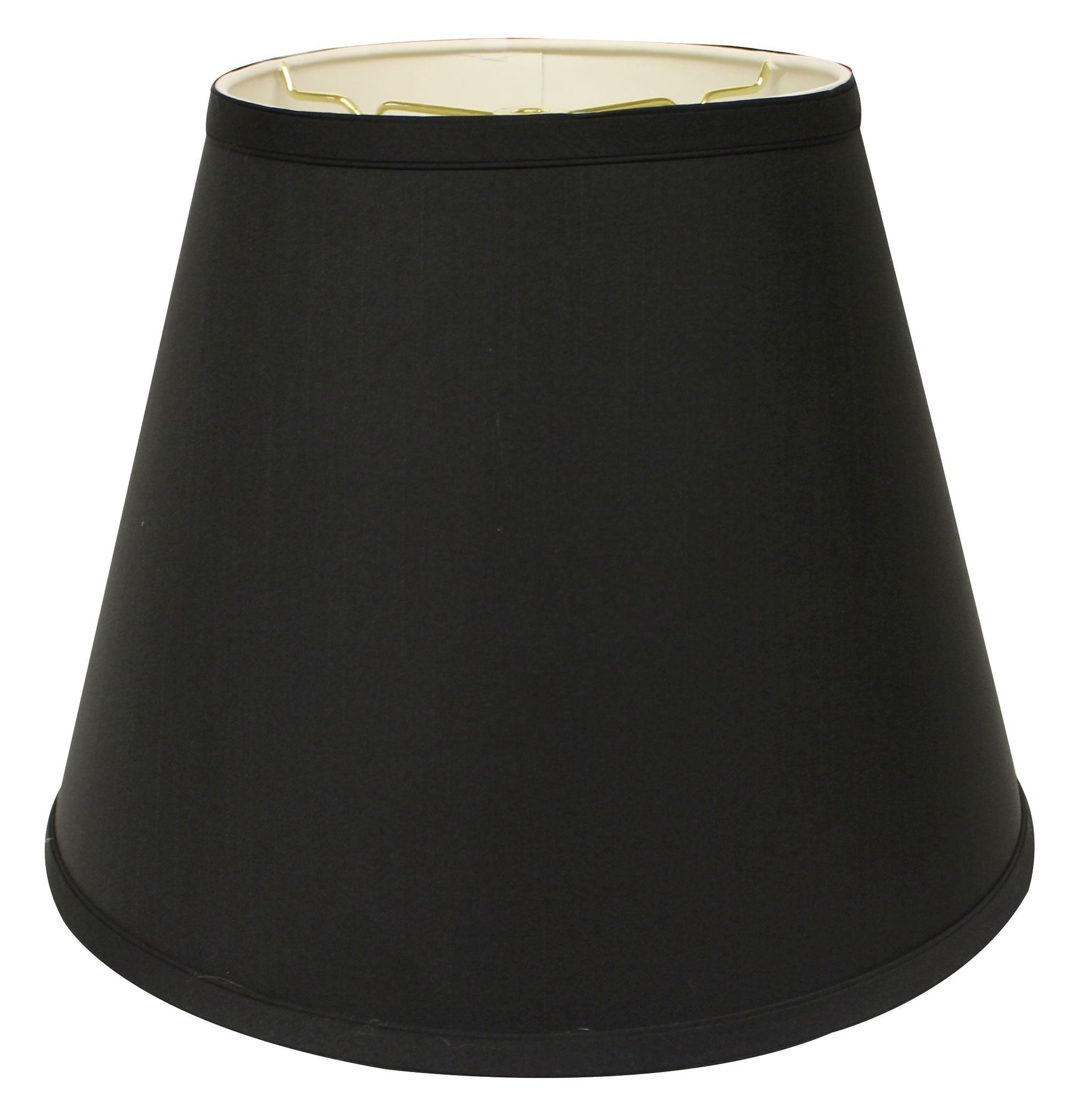 HomeRoots 18" Empire Deep Slanted Shantung Lampshade in Black Finish With White Lining