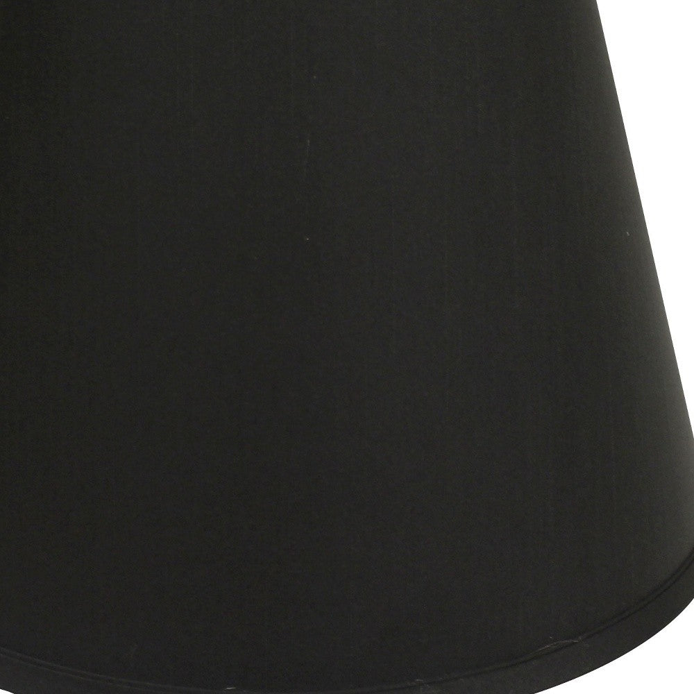 HomeRoots 18" Empire Deep Slanted Shantung Lampshade in Black Finish With White Lining