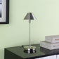 HomeRoots 18” Industrial Bedside Table Lamp With Cone Shade in Brushed Silver Finish