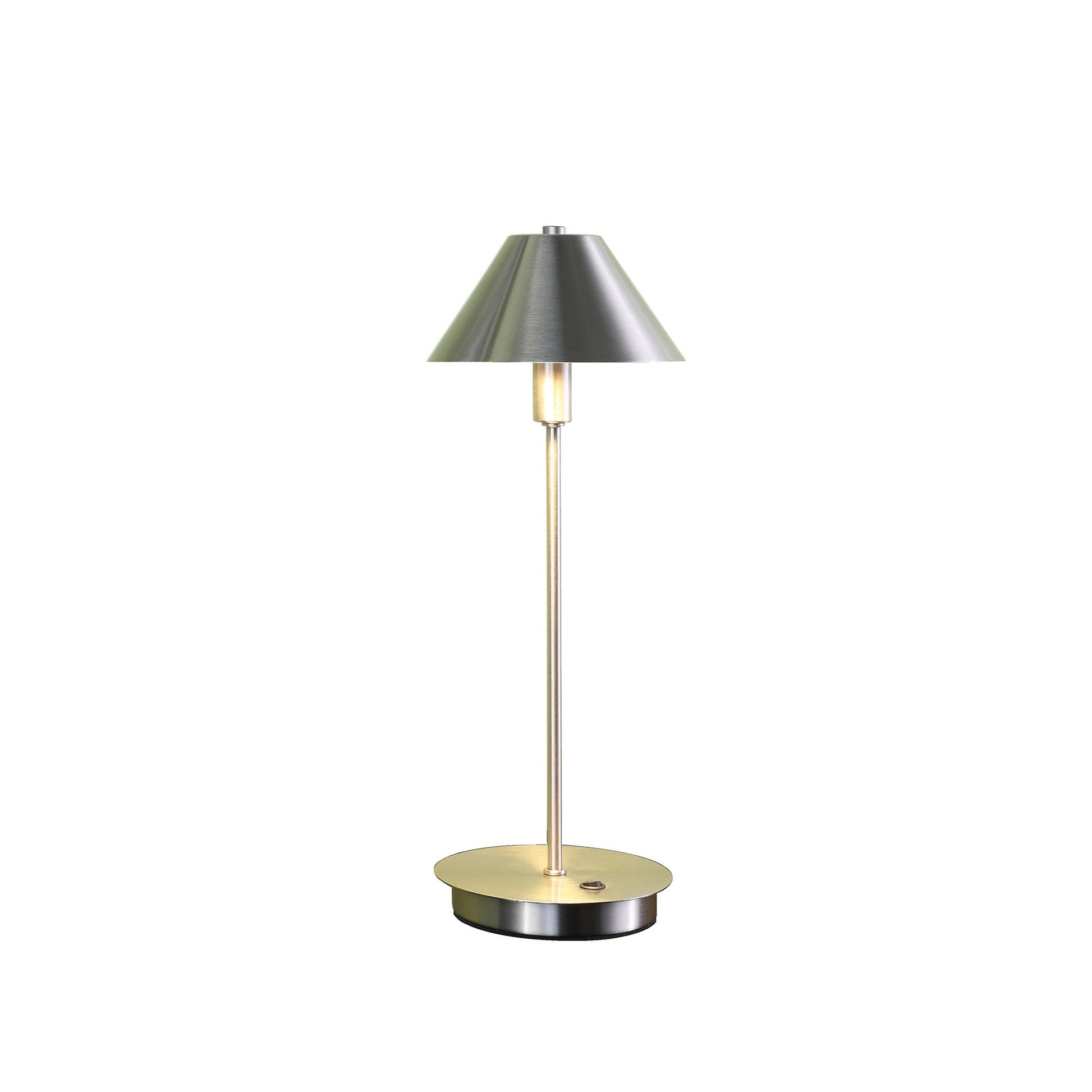 HomeRoots 18” Industrial Bedside Table Lamp With Cone Shade in Brushed Silver Finish