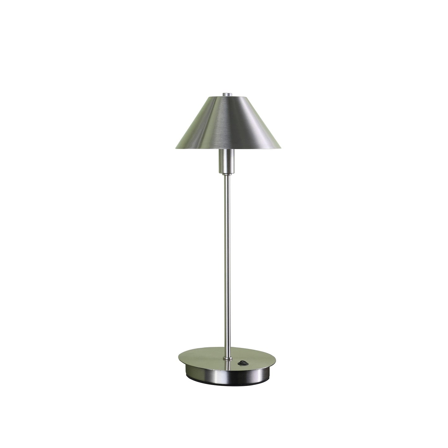 HomeRoots 18” Industrial Bedside Table Lamp With Cone Shade in Brushed Silver Finish