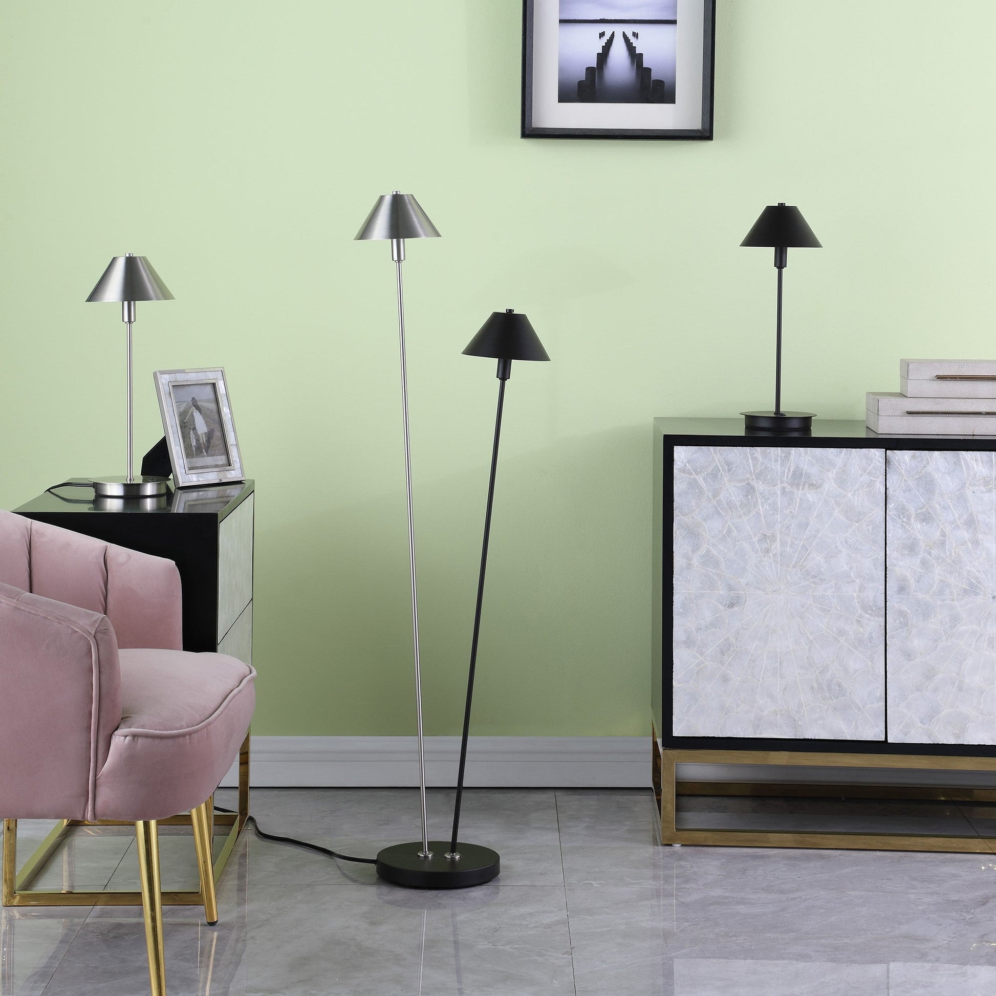 HomeRoots 18” Industrial Bedside Table Lamp in Matte Black Finish