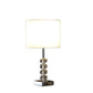 HomeRoots 18” Modern Crystal Quatro Orb And Silver Metal Table Lamp With White Finish