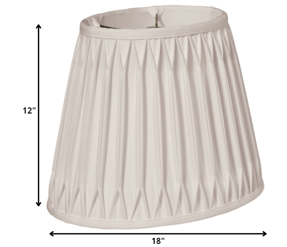 HomeRoots 18" Oval Smocked Pleat Paperback Shantung Lampshade in Cream Finish