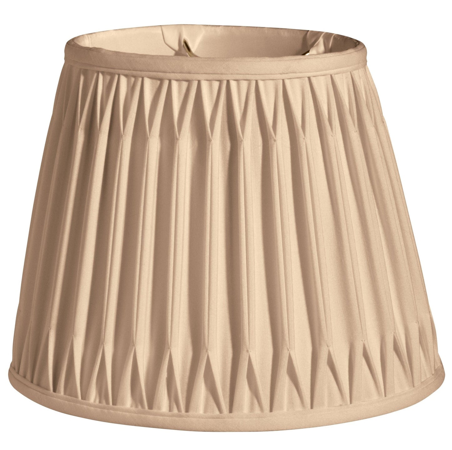 HomeRoots 18" Oval Smocked Pleat Paperback Shantung Lampshade in Vintage Gold Finish