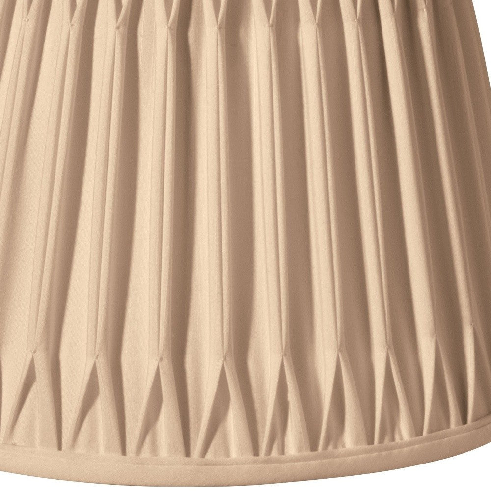 HomeRoots 18" Oval Smocked Pleat Paperback Shantung Lampshade in Vintage Gold Finish