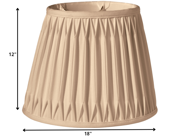 HomeRoots 18" Oval Smocked Pleat Paperback Shantung Lampshade in Vintage Gold Finish