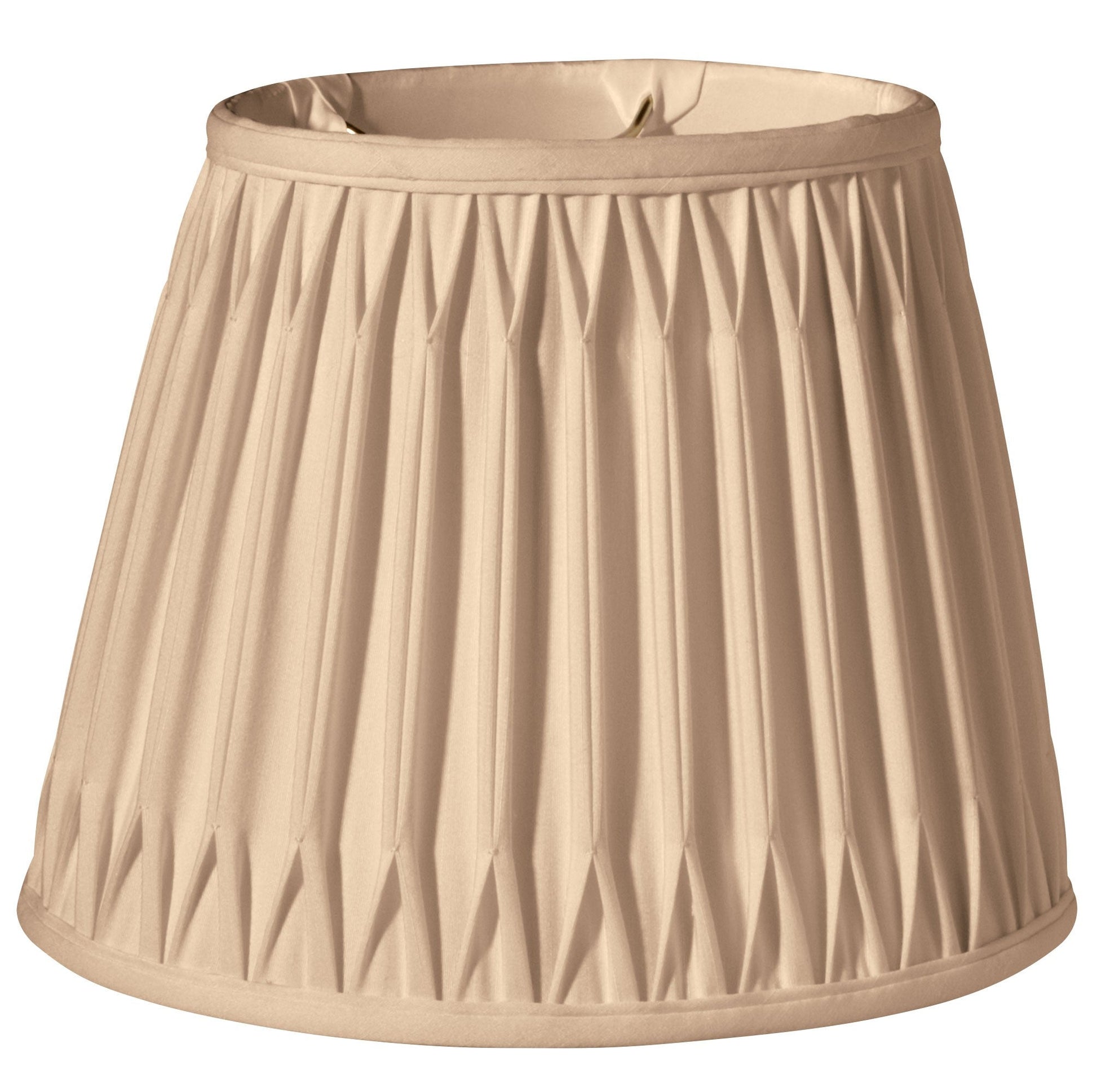HomeRoots 18" Oval Smocked Pleat Paperback Shantung Lampshade in Vintage Gold Finish