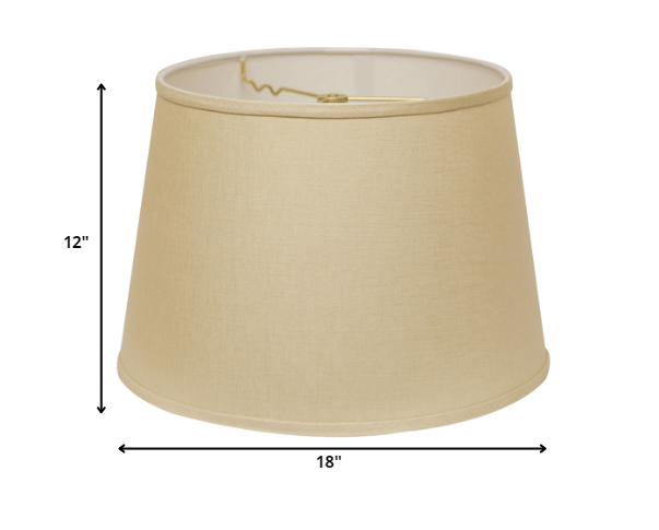 HomeRoots 18" Parchment Rounded Empire Slanted Linen Lampshade in Beige Finish
