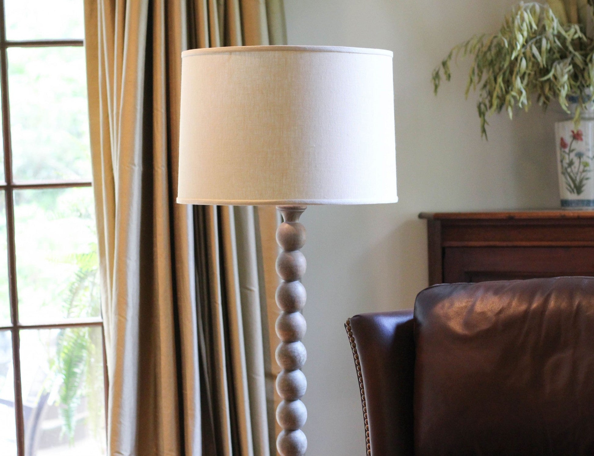 HomeRoots 18" Parchment Throwback Drum Linen Lampshade in Beige Finish