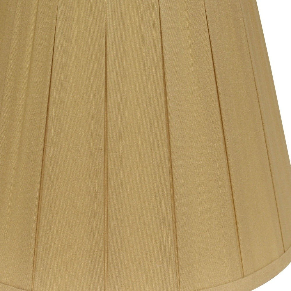 HomeRoots 18" Primrose Slanted Crimped Box Shantung Lampshade in Camel Finish