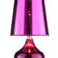 HomeRoots 18" Purple Glass Bedside Table Lamp With Red Plastic Shade