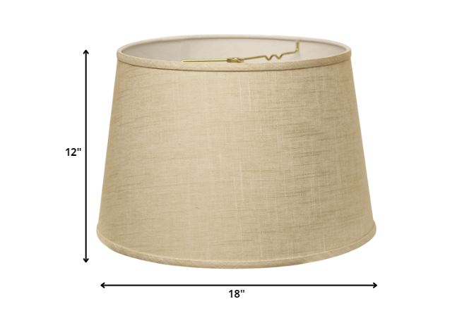 HomeRoots 18" Rounded Empire Slanted Linen Lampshade in Light Wheat Finish