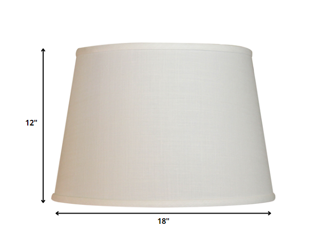 HomeRoots 18" Rounded Empire Slanted Linen Lampshade in White Finish