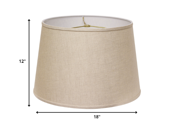 HomeRoots 18" Rounded Empire Slanted Linen Lampshape in Dark Wheat Finish