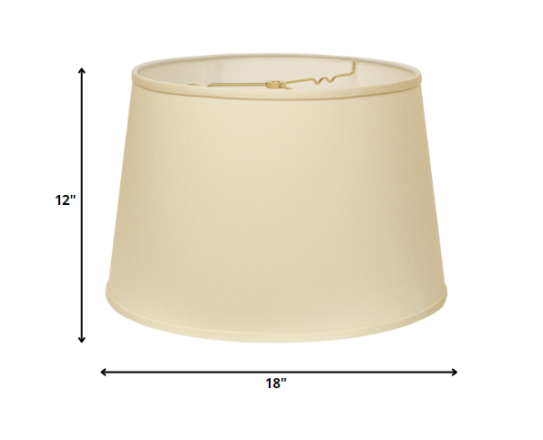 HomeRoots 18" Rounded Empire Slanted No Slub Lampshade in Ivory Finish