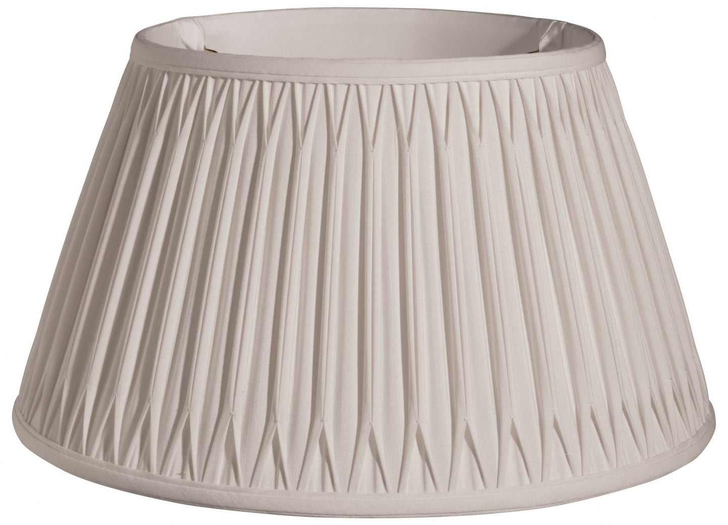 HomeRoots 18" Shallow Drum Smocked Shantung Lampshade in Cream Finish