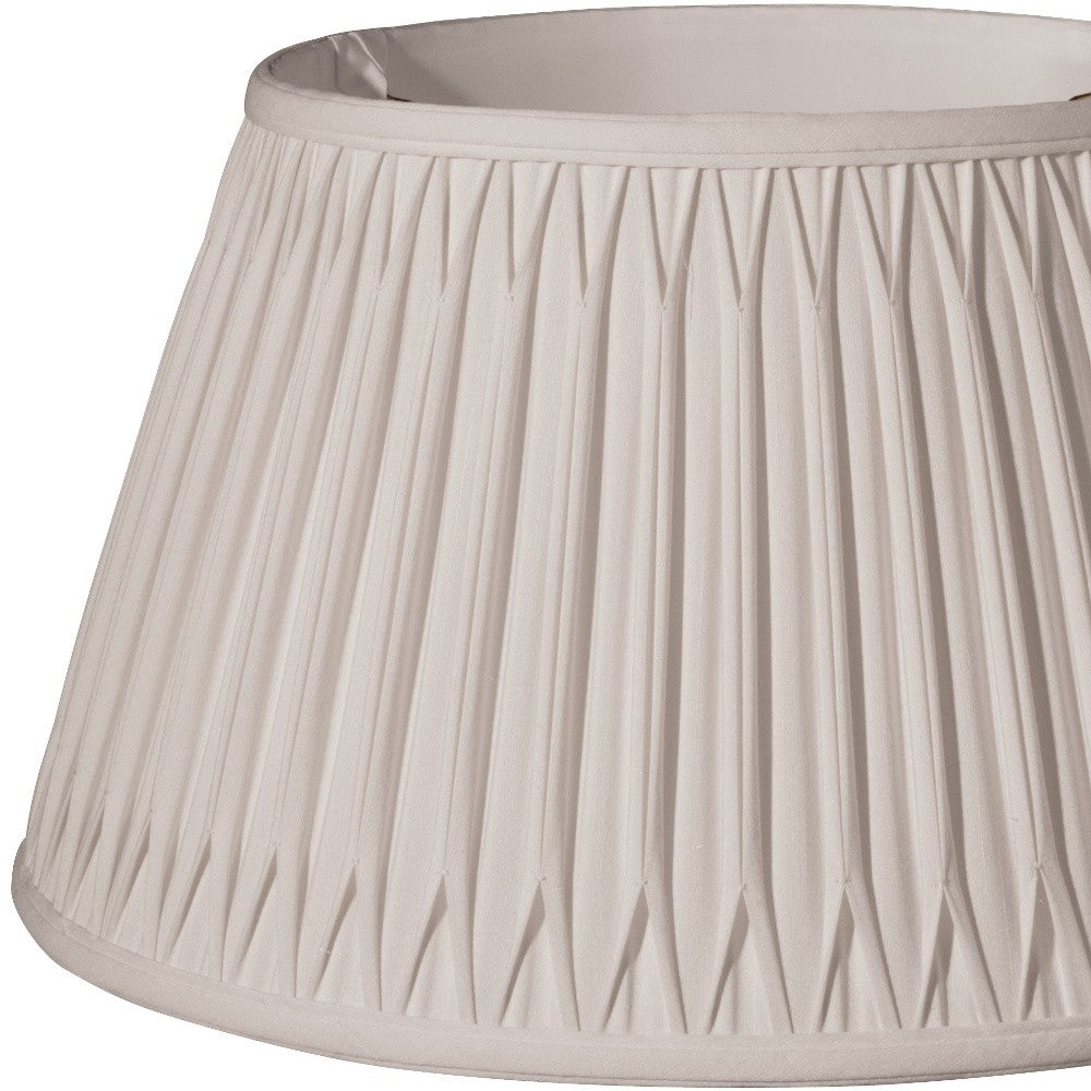 HomeRoots 18" Shallow Drum Smocked Shantung Lampshade in Cream Finish