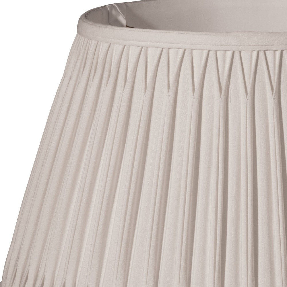 HomeRoots 18" Shallow Drum Smocked Shantung Lampshade in Cream Finish