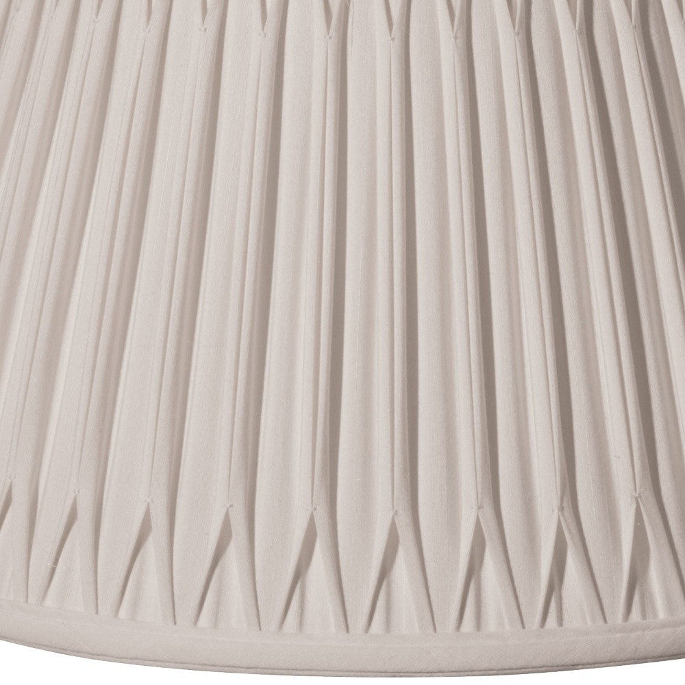 HomeRoots 18" Shallow Drum Smocked Shantung Lampshade in Cream Finish