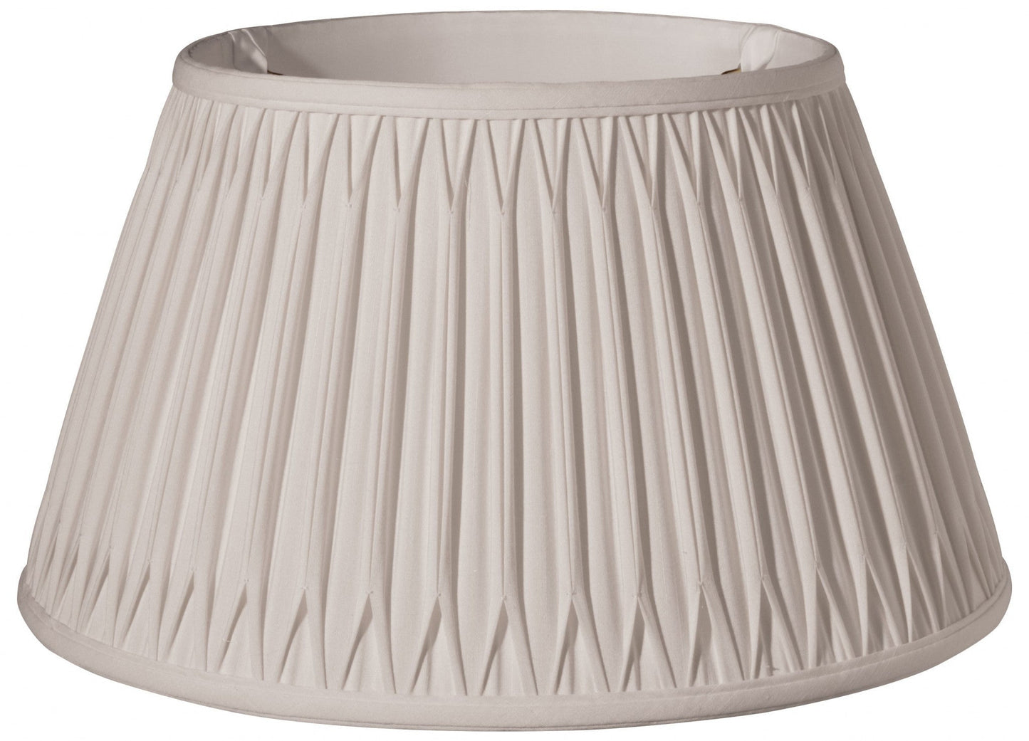 HomeRoots 18" Shallow Drum Smocked Shantung Lampshade in Cream Finish