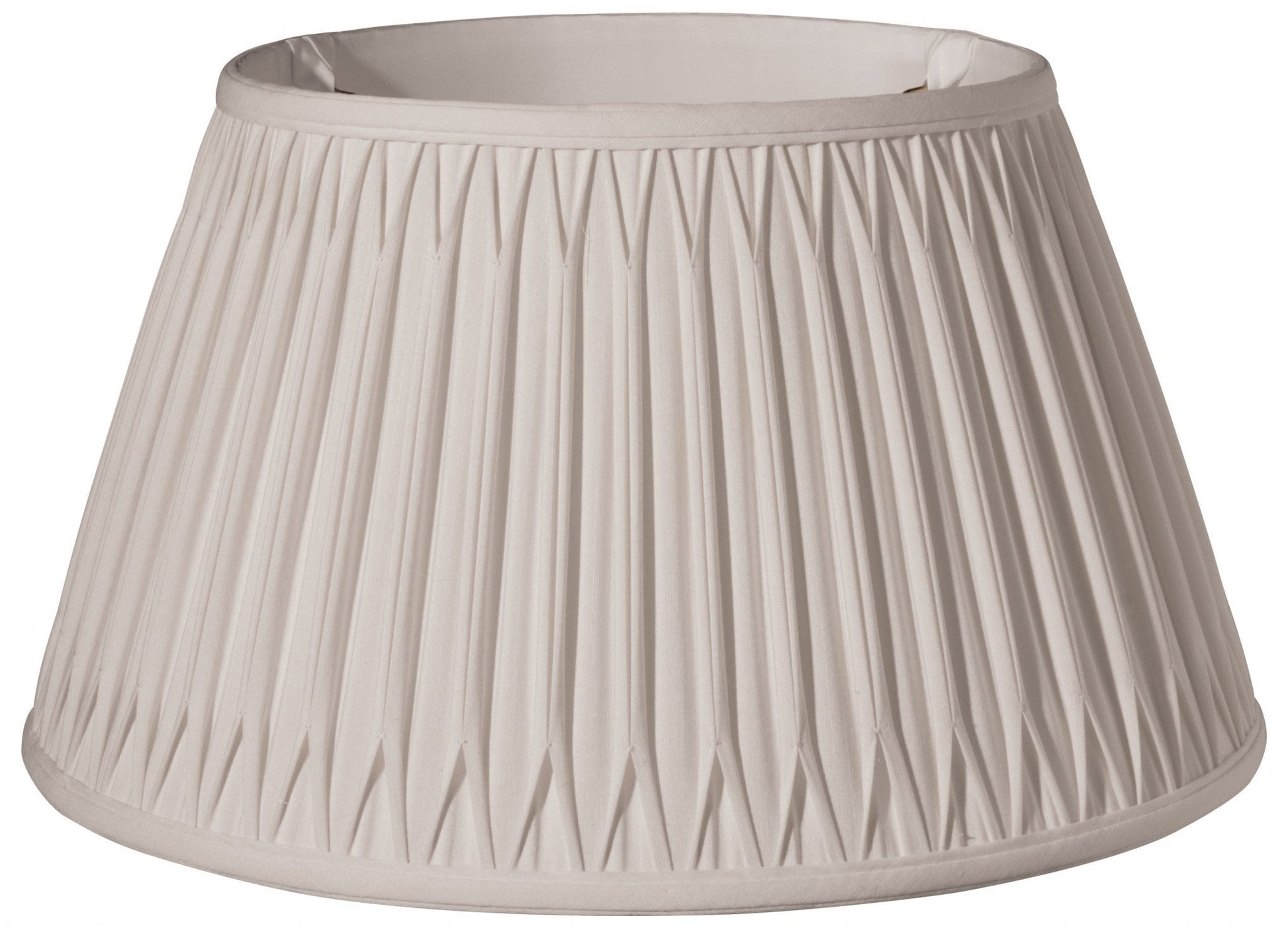 HomeRoots 18" Shallow Drum Smocked Shantung Lampshade in Cream Finish