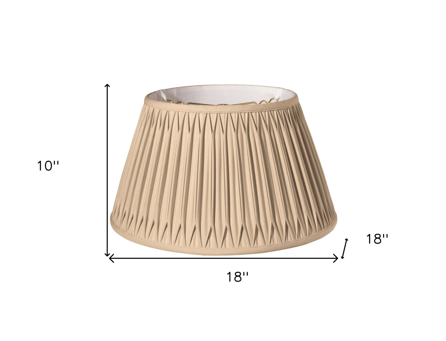 HomeRoots 18" Shallow Drum Smocked Shantung Lampshade in Vintage Gold Finish