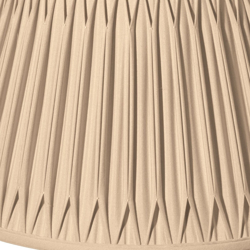 HomeRoots 18" Shallow Drum Smocked Shantung Lampshade in Vintage Gold Finish
