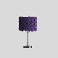 HomeRoots 18" Silver Bedside Table Lamp With Purple Flowers Drum Shade
